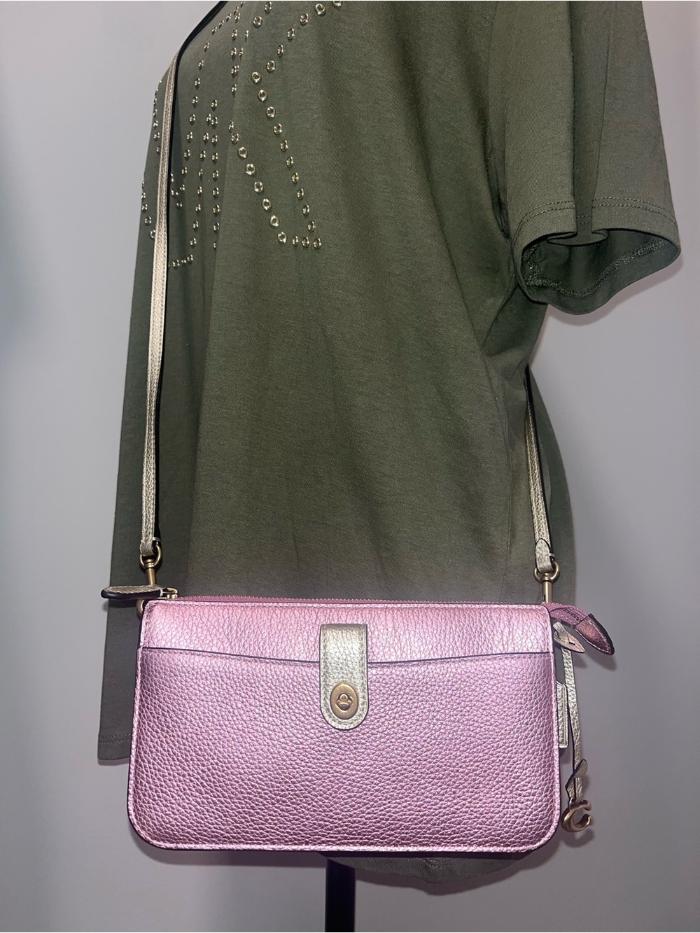 Coach Noa Metallic Pink Crossbody
